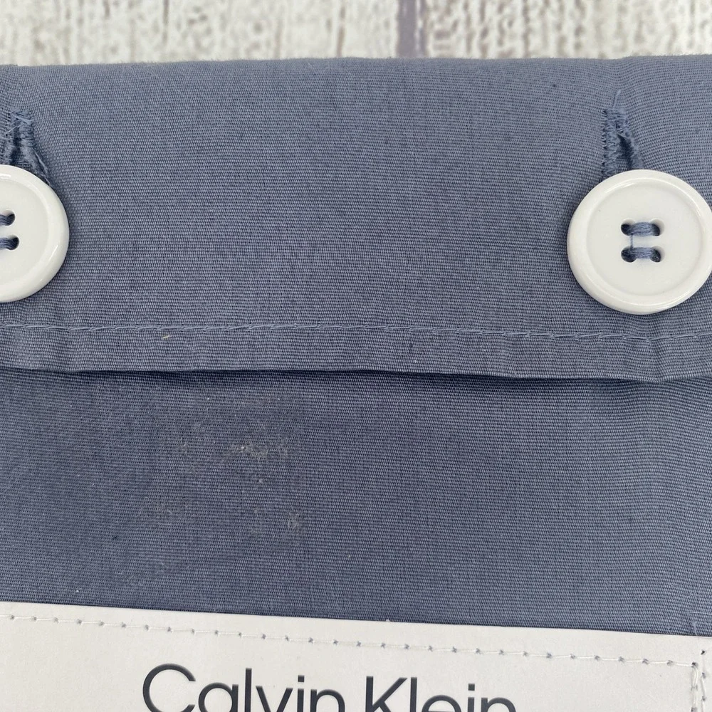 Calvin Klein Pillowcase Pair KING Gray 100% Cotton Percale 270TC Crisp Modern